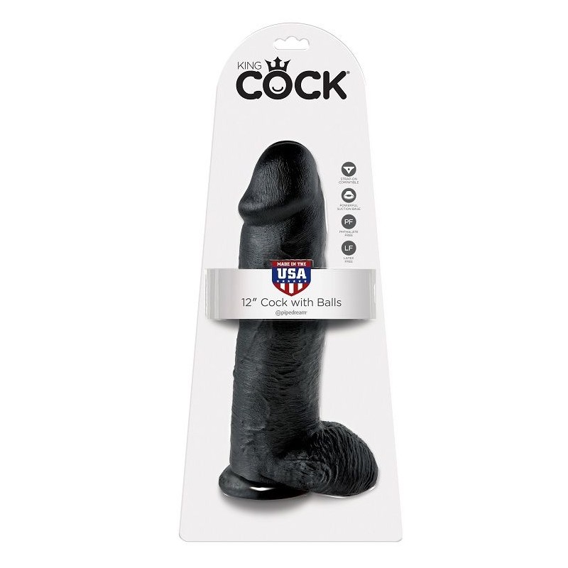 KING COCK - 12 PENE REALISTICO NEGRO 30.48 CM