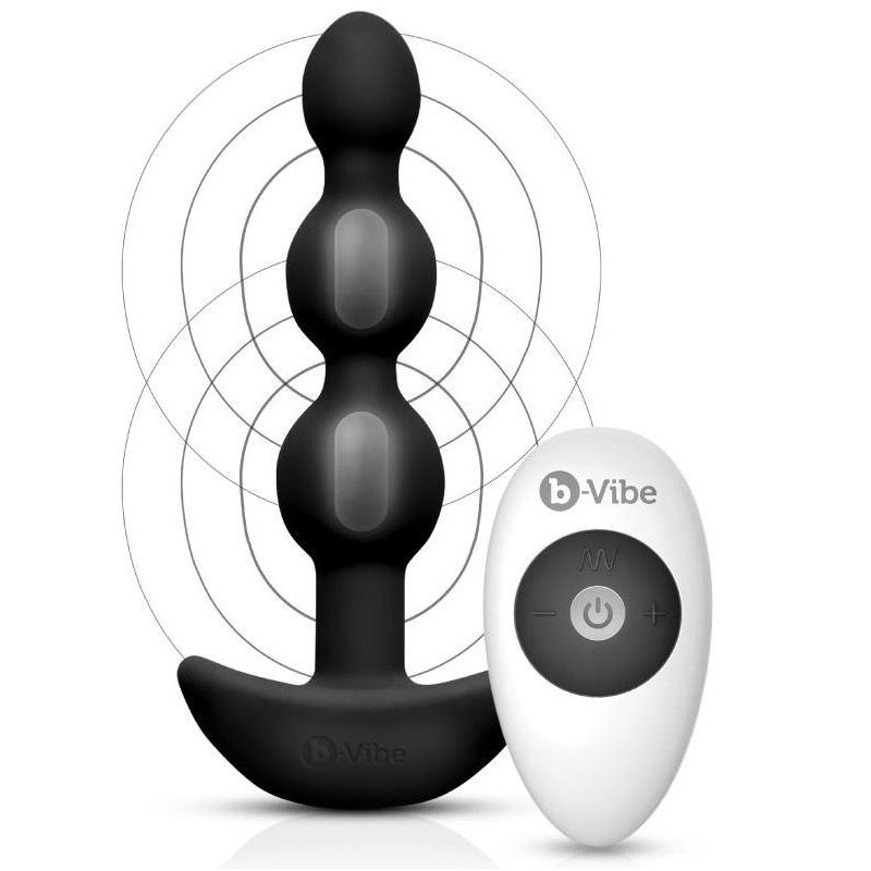 B-VIBE - TRIPLET ANAL CONTROL REMOTO BEADS NEGRO