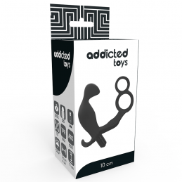 ADDICTED TOYS - PLUG ANAL CON ANILLA DOBLE PENE Y TESTICULOS NEGRO