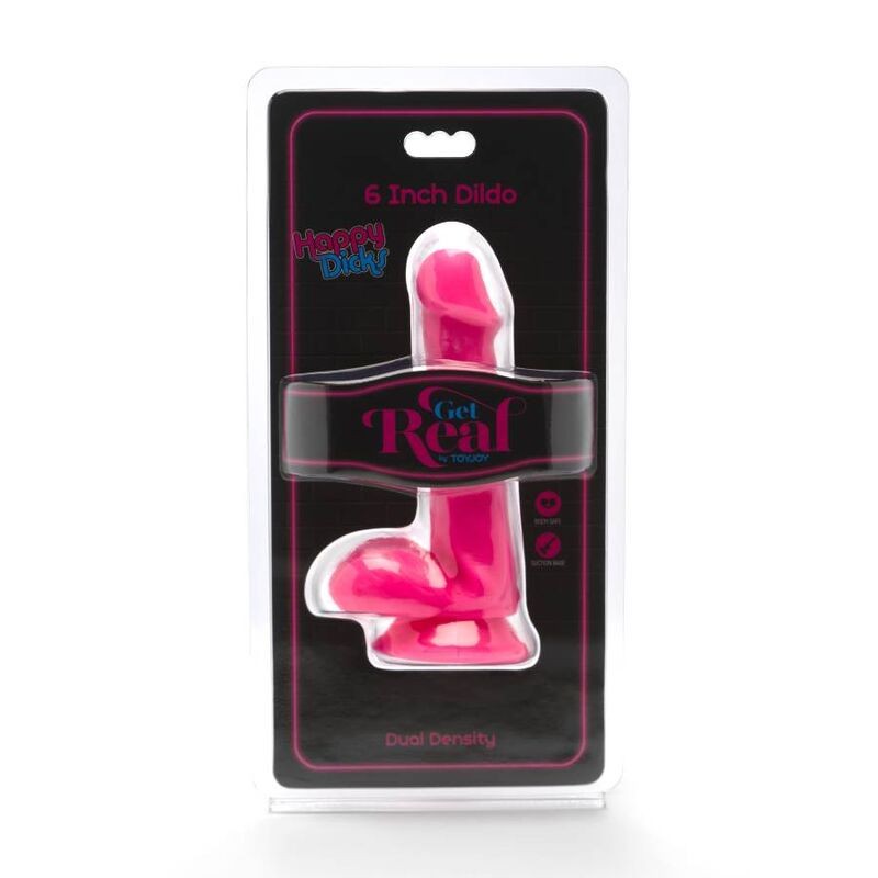 GET REAL - HAPPY DICKS DILDO 12 CM CON TESTICULOS ROSA