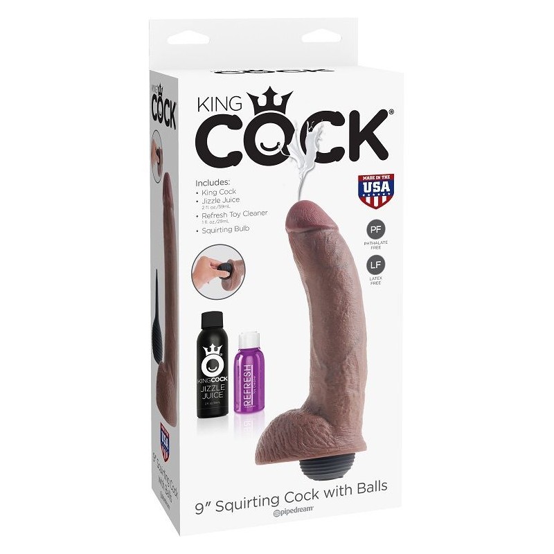 KING COCK PENE REALISTICO EYACULADOR MARRON 22.86CM