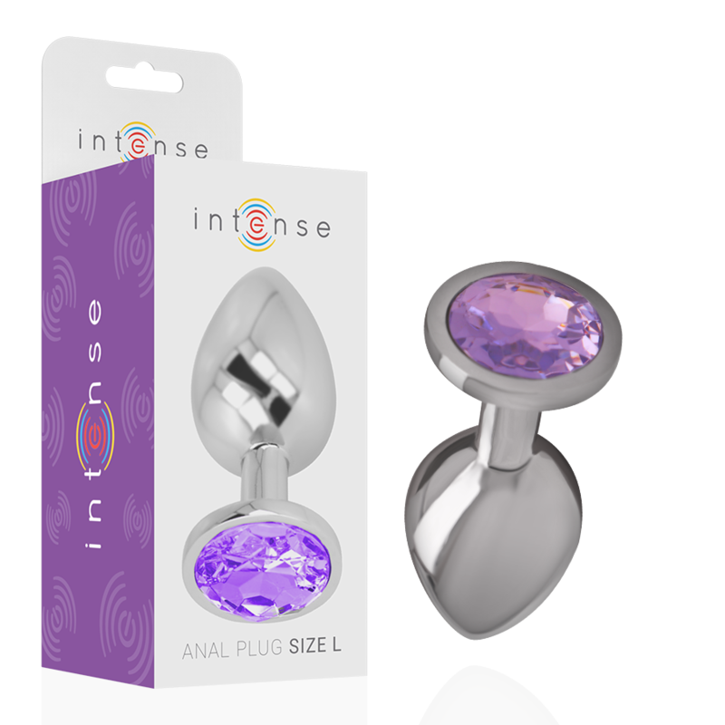 INTENSE - PLUG ANAL METAL ALUMINIO CON CRISTAL VIOLETA TALLA S