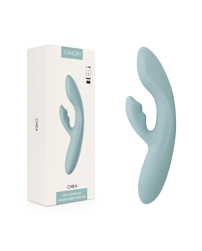 Vibrador de Doble Estimulación Flexible Chika Gris Turquesa Controlado por APP Global By Svakom
