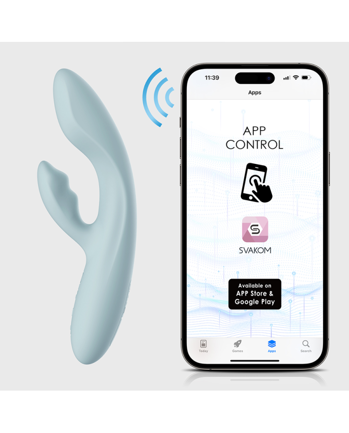 Vibrador de Doble Estimulación Flexible Chika Gris Turquesa Controlado por APP Global By Svakom