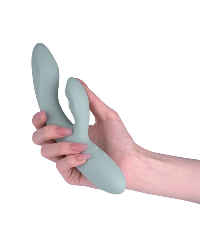 Vibrador de Doble Estimulación Flexible Chika Gris Turquesa Controlado por APP Global By Svakom