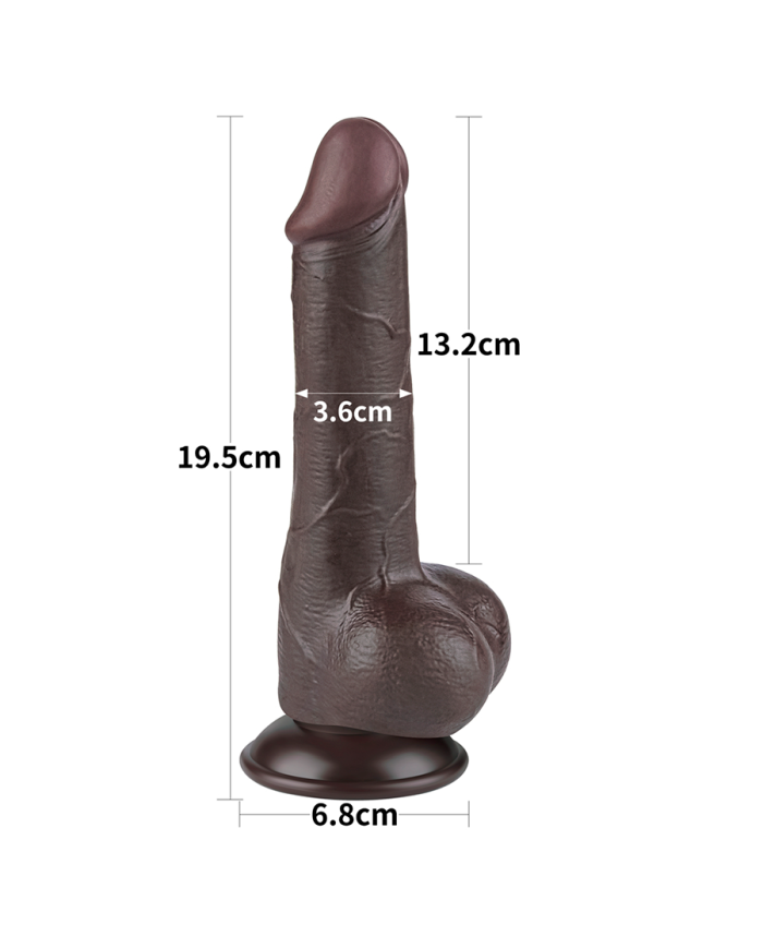 Dildo Realista 7.5'' Sliding Skin Dual Layer Dong Black