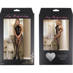 QUEEN LINGERIE BODYSTOCKING CON ABERTURA Y ENCAJE FLORAL S-L