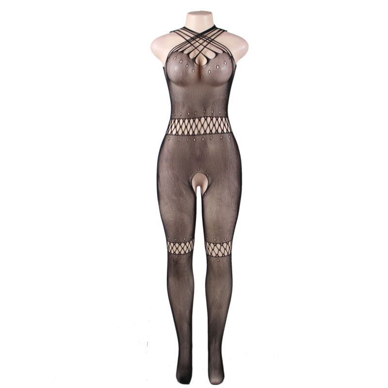 QUEEN LINGERIE BODYSTOCKING CUELLO DE TIRANTAS S-L