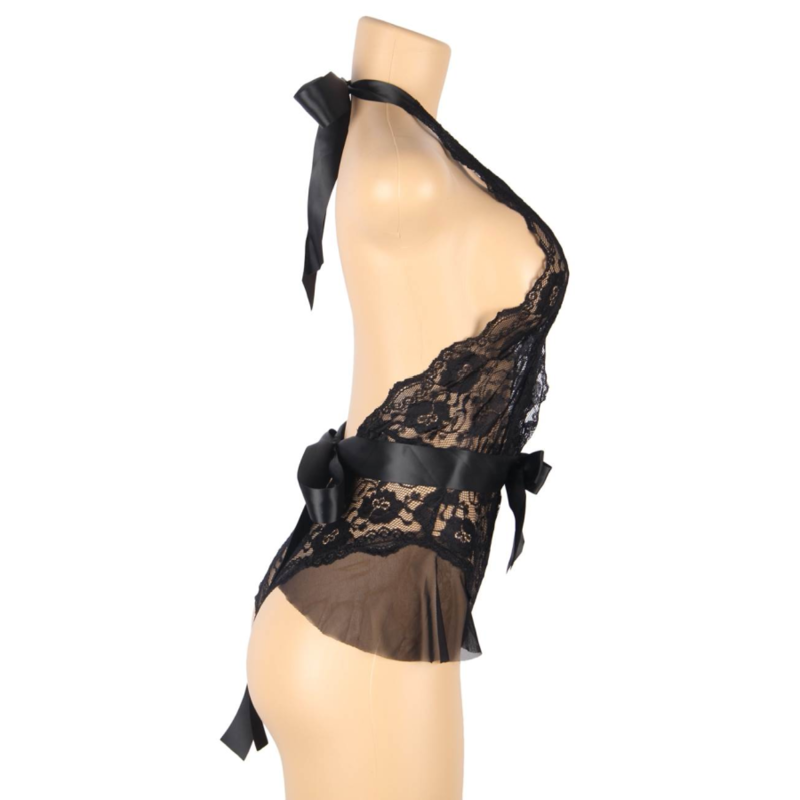 QUEEN LINGERIE TEDDY ESCOTADO DE ENCAJES L/XL