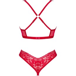 OBSESSIVE - LACELOVE SET DOS PIEZAS CUPLESS ROJO XS/S