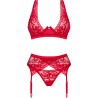 OBSESSIVE - LACELOVE SET TRES PIEZAS ROJO XS/S