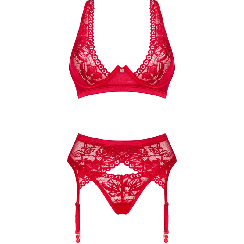 OBSESSIVE - LACELOVE SET TRES PIEZAS ROJO M/L