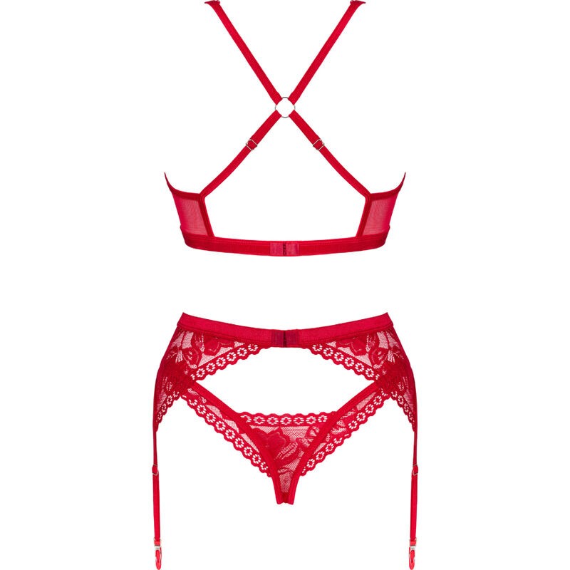 OBSESSIVE - LACELOVE SET TRES PIEZAS ROJO M/L