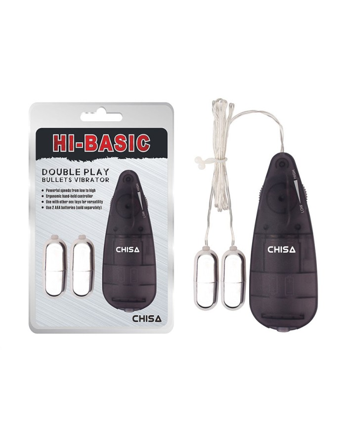 Double Play Bullets Vibrator Black / Silver