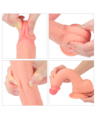 Dildo Dual Layered Platinum Silicone Flesh 8.5''