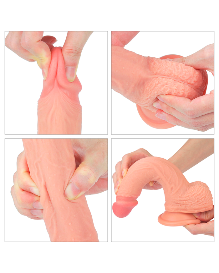 Dildo Dual Layered Platinum Silicone Flesh 8.5''