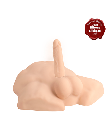 Premium Silicone Realistic Medio Torso de Dildo Intercambiable Caramel