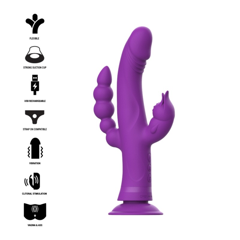 INTENSE - CASANOVA VIBRADOR RABBIT SILICONA TRIPLE MOTOR MORADO