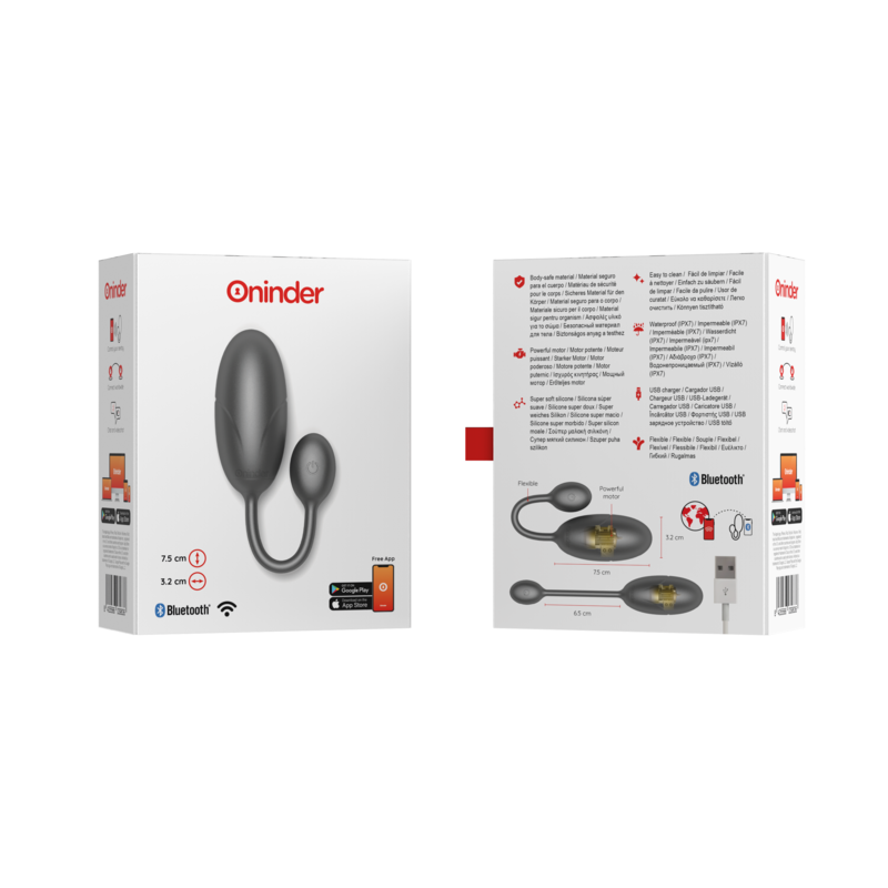 ONINDER - TOKYO HUEVO VIBRADOR NEGRO 7.5 X 3.2 CM FREE APP