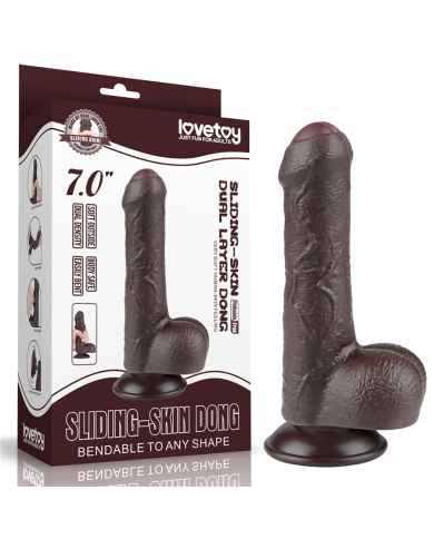 Dildo Realista 7'' Sliding Skin Dual Layer Dong Black