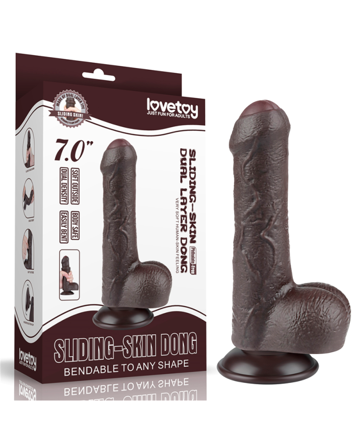 Dildo Realista 7'' Sliding Skin Dual Layer Dong Black