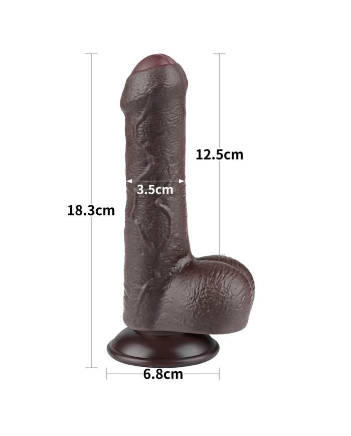 Dildo Realista 7'' Sliding Skin Dual Layer Dong Black