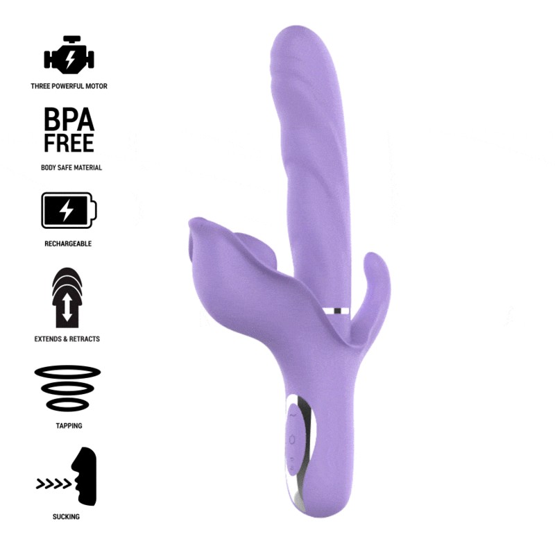 INTENSE - BILLIE VIBRADOR MULTIFUNCIÓN RECARGABLE SUCCIONADOR CON PULSADOR MORADO