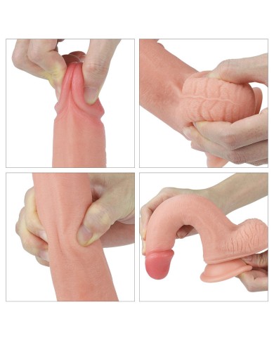 Dildo Dual Layered Liquid Silicone 8'' Flesh
