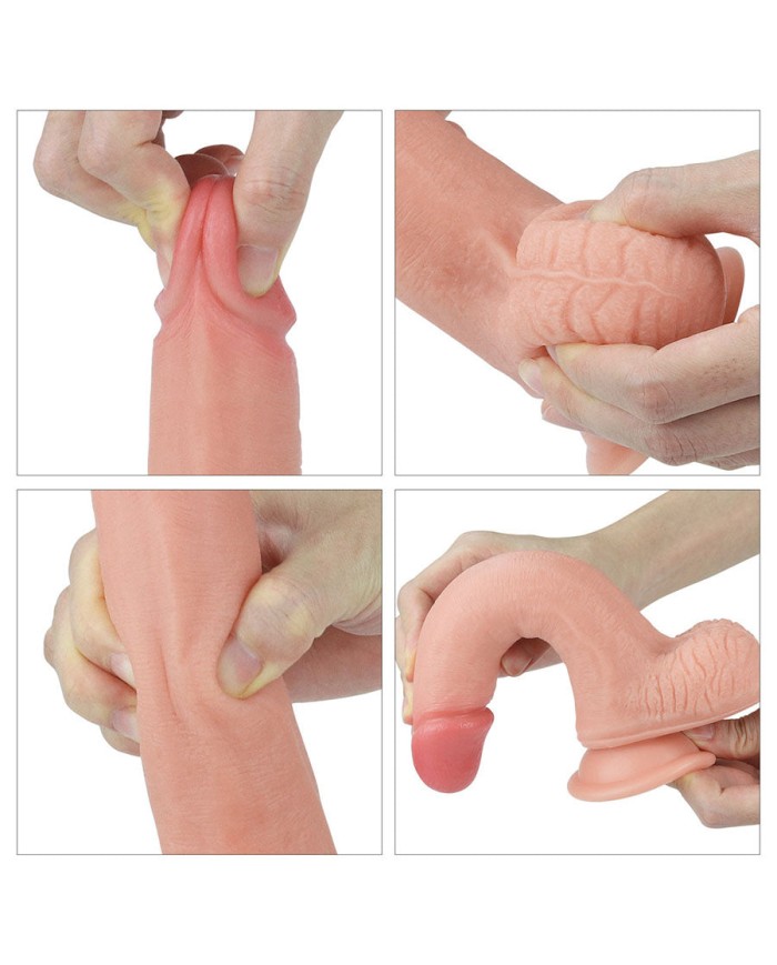 Dildo Dual Layered Liquid Silicone 8'' Flesh