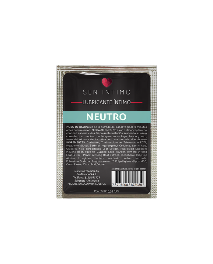Lubricante Íntimo Neutro x 7 ml by Sen Íntimo