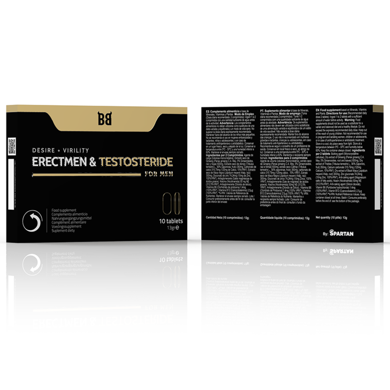 BLACKBULL BY SPARTAN - ERECTMEN & TESTOSTERIDE POTENCIA Y TESTOSTERONA PARA HOMBRE 10 CÁPSULAS