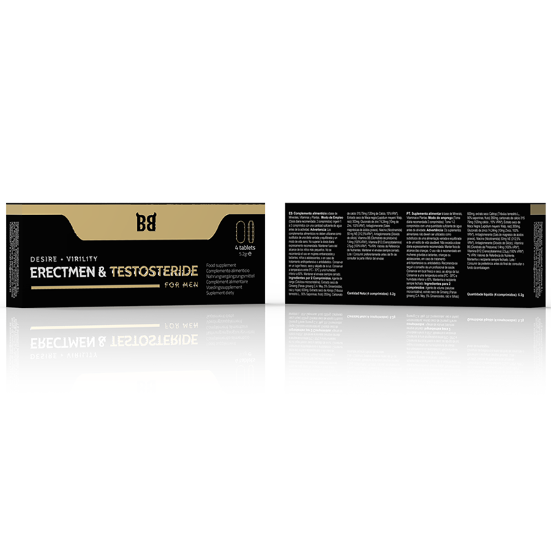 BLACKBULL BY SPARTAN - ERECTMEN & TESTOSTERIDE POTENCIA Y TESTOSTERONA PARA HOMBRE 4 CÁPSULAS