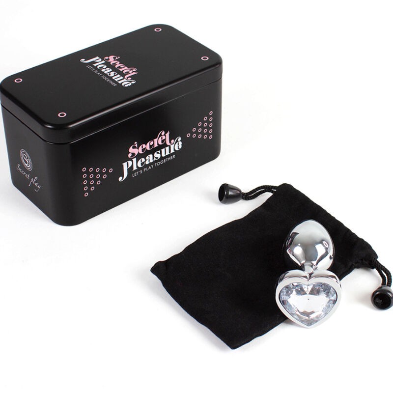 SECRET PLAY - METAL BUTT PLUG CORAZÓN TRANSPARENTE TALLA S 7 CM