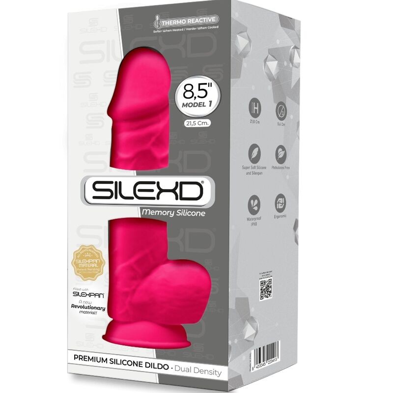 SILEXD - MODELO 2 PENE REALISTICO SILICONA PREMIUM SILEXPAN FUCSIA 23 CM