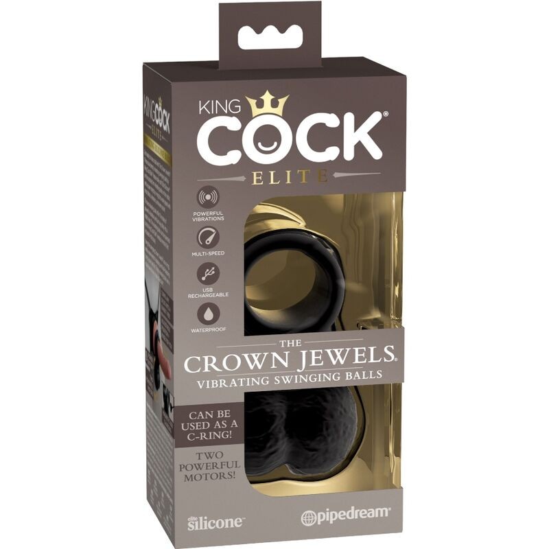 KING COCK ELITE - ANILLO CON TESTICULOS DE SILICONA VIBRADOR