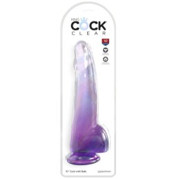 KING COCK CLEAR - DILDO CON TESTICULOS 19 CM MORADO