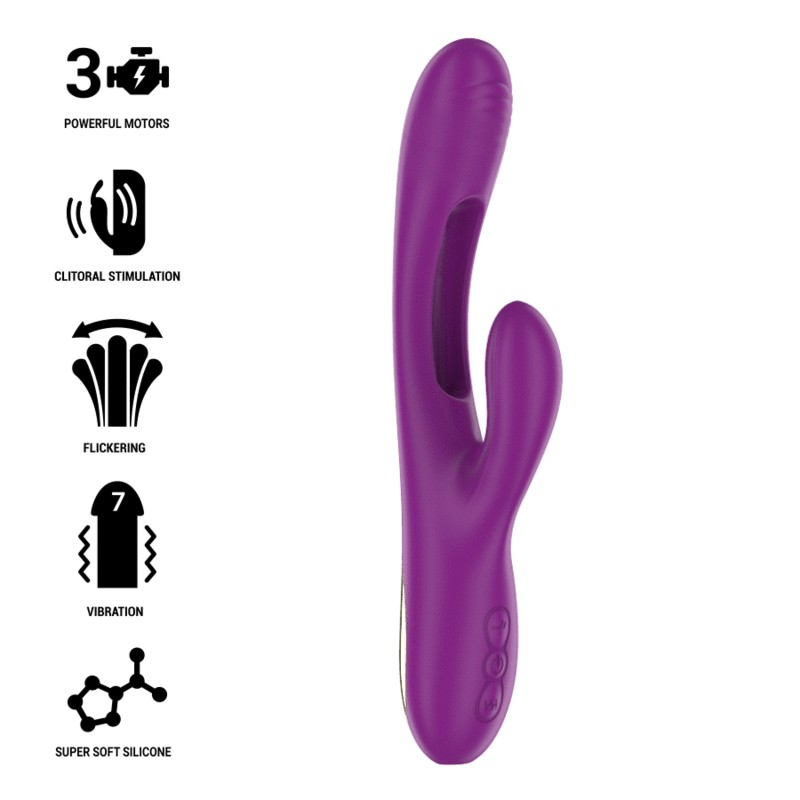 INTENSE - APOLO VIBRADOR MULTIFUNCIÓN RECARGABLE 7 VIBRACIONES CON LENGUA OSCILANTE MORADO