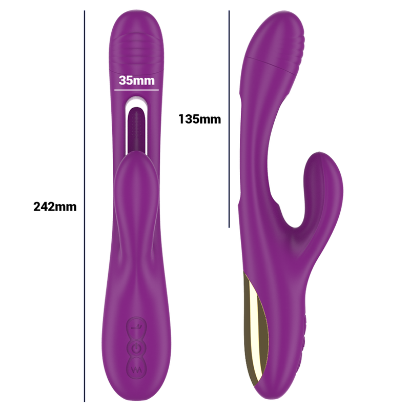 INTENSE - APOLO VIBRADOR MULTIFUNCIÓN RECARGABLE 7 VIBRACIONES CON LENGUA OSCILANTE MORADO