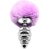 ALIVE - ANAL PLEASURE PLUG ESPIRAL METAL POMPON VIOLETA TALLA S