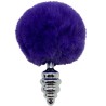 ALIVE - ANAL PLEASURE PLUG ESPIRAL METAL POMPON VIOLETA OSCURO TALLA S