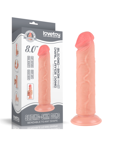 Dildo Realista 8'' Sliding Skin Dual Layer Dong Flesh