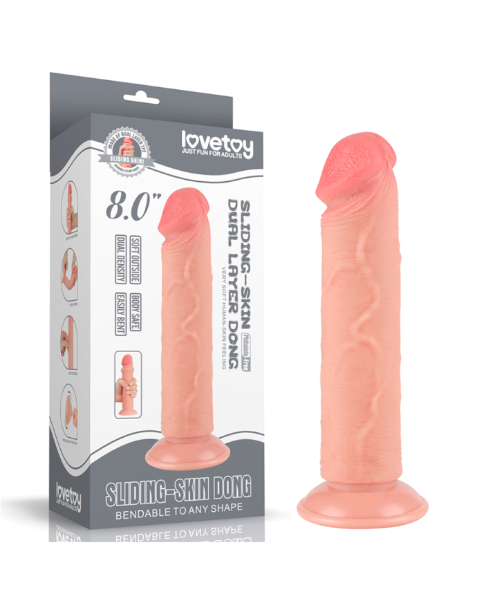 Dildo Realista 8'' Sliding Skin Dual Layer Dong Flesh