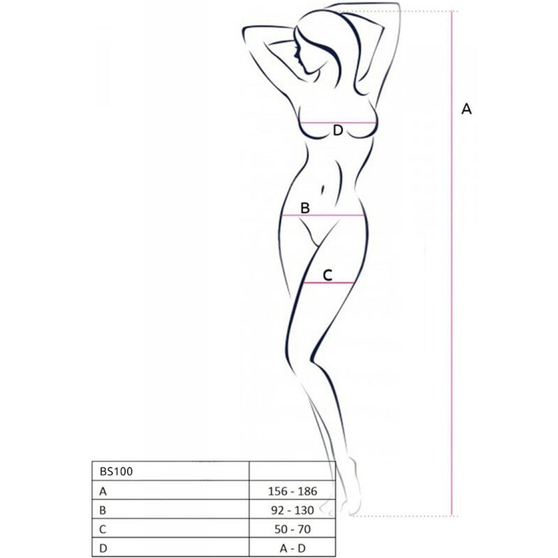 PASSION - BS100 BODYSTOCKING BLANCO TALLA UNICA