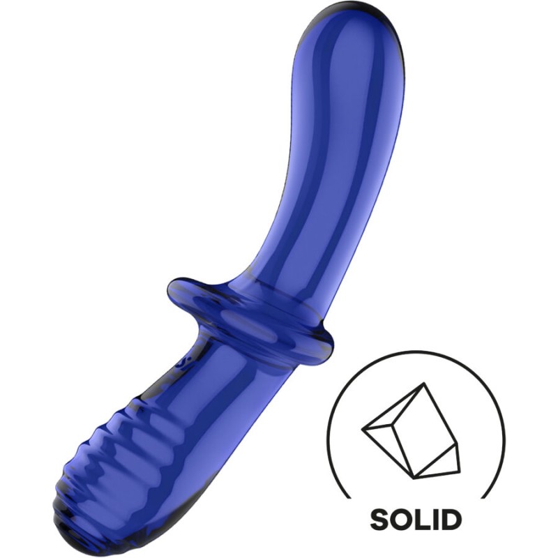 SATISFYER - DOUBLE CRYSTAL DILDO AZUL