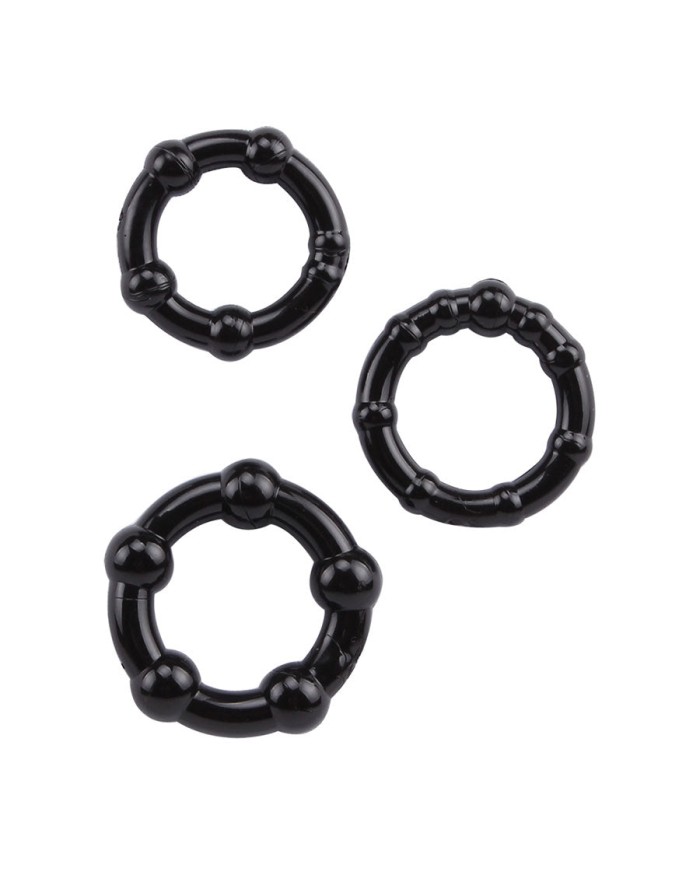 Beaded Cock Rings - Black