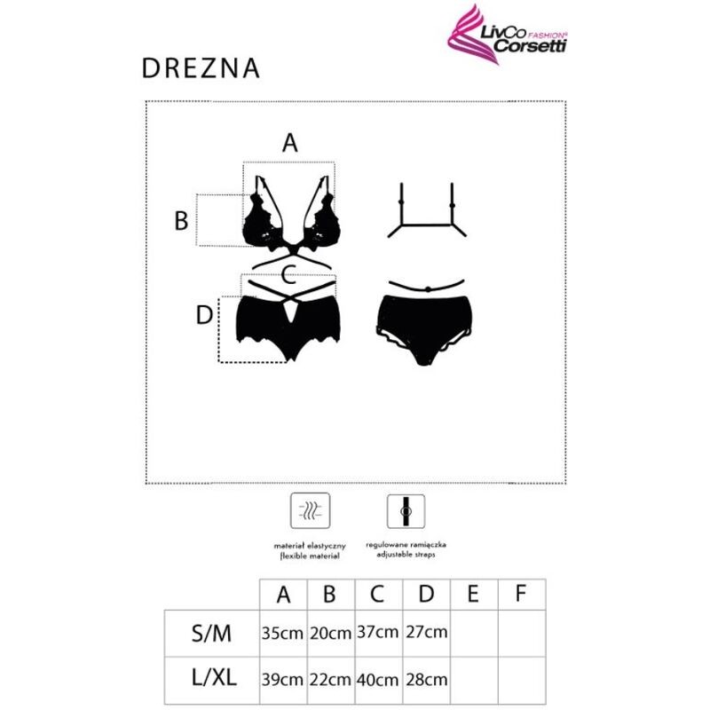 LIVCO CORSETTI FASHION - DREZNA LC 90733 SUJETADOR + PANTY NEGRO L/XL