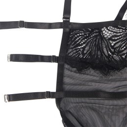SUBBLIME - BABYDOLL CON TIRANTES AJUSTABLES DE ENCAJE NEGRO L/XL