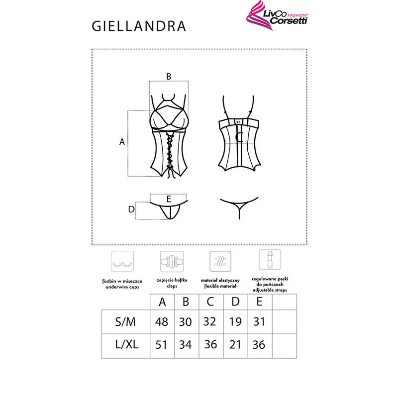 LIVCO CORSETTI FASHION - GIELLANDRA FOR THE SENSES COLLECTION CORSET + PANTY NEGRO L/XL